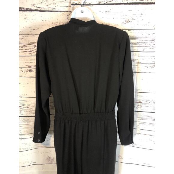 Vintage Regina Porter faux wrap V neck black Jumpsuit with pockets size 12 - Picture 12 of 12